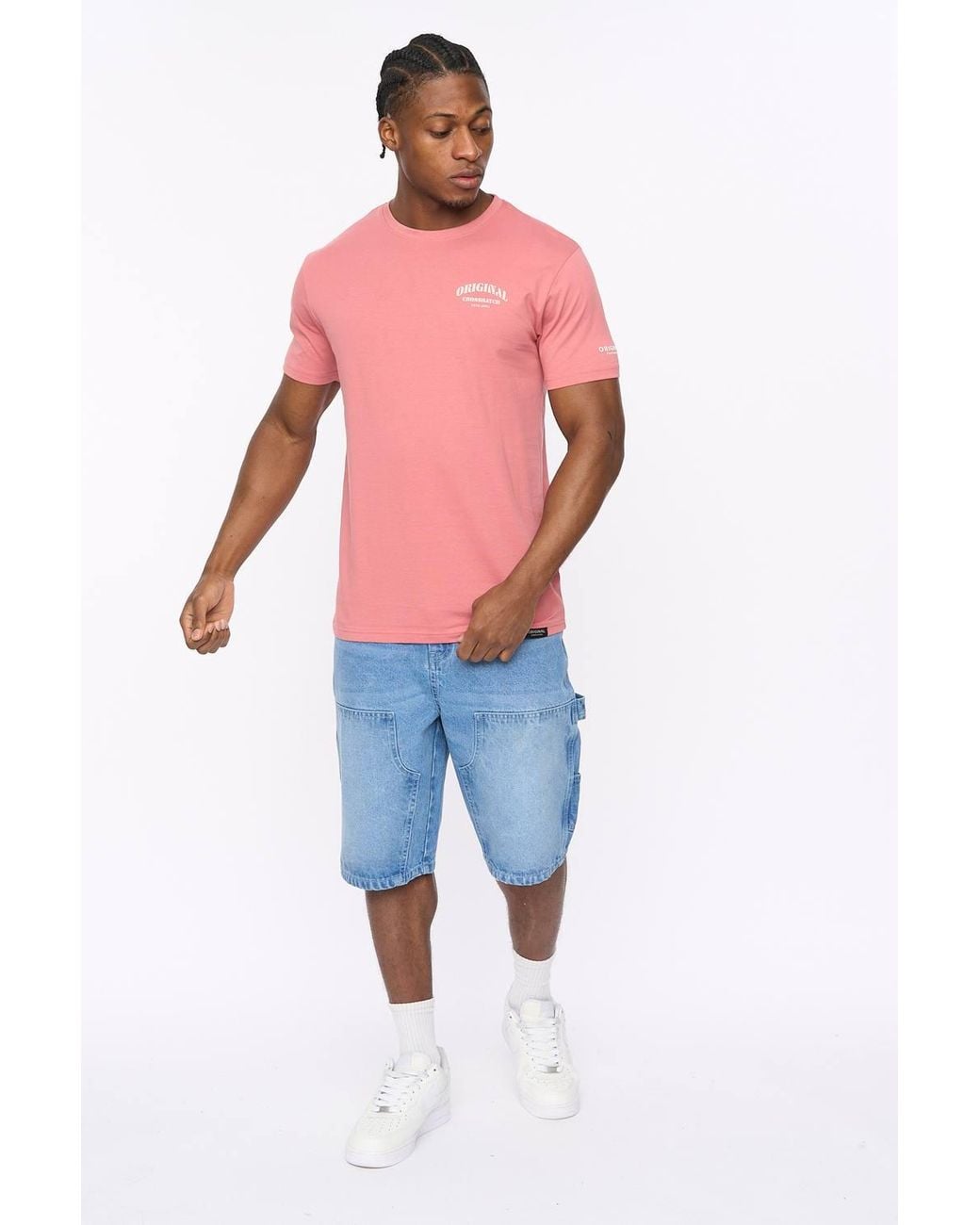 Crosshatch Pink Labstock Crew Neck Cotton T-Shirt With Graphic Print for men