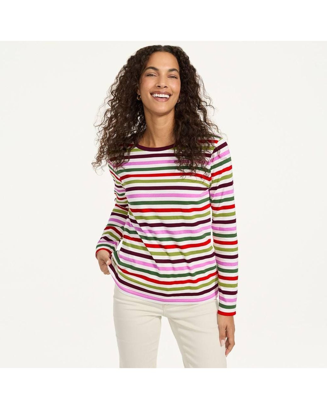 Lands' End Multicolor Petite Supima Long Sleeve Crew Neck T-Shirt
