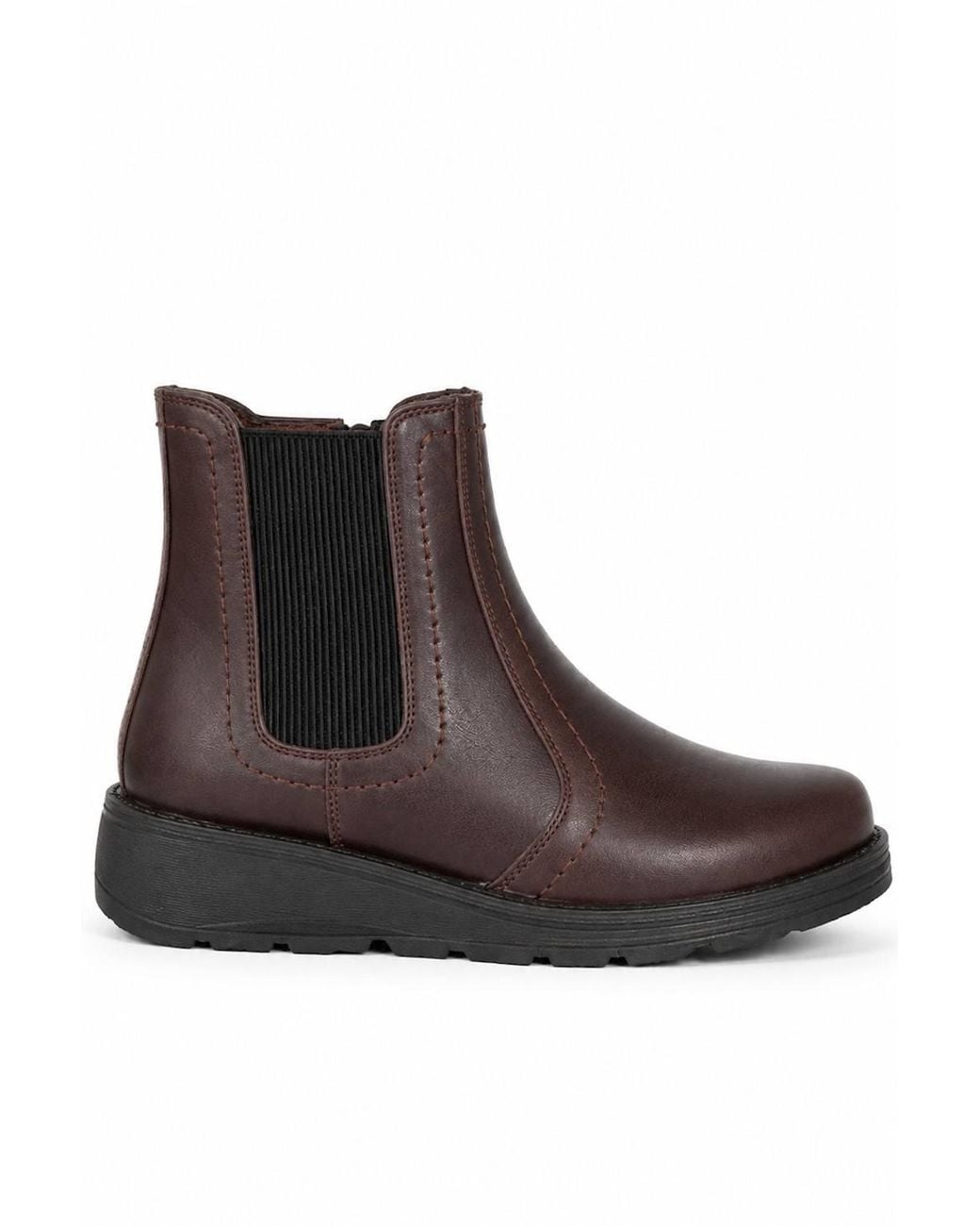 Spot on Brown Extra Wide Fit Chelsea Ankle Boots With Cushioned Sole
