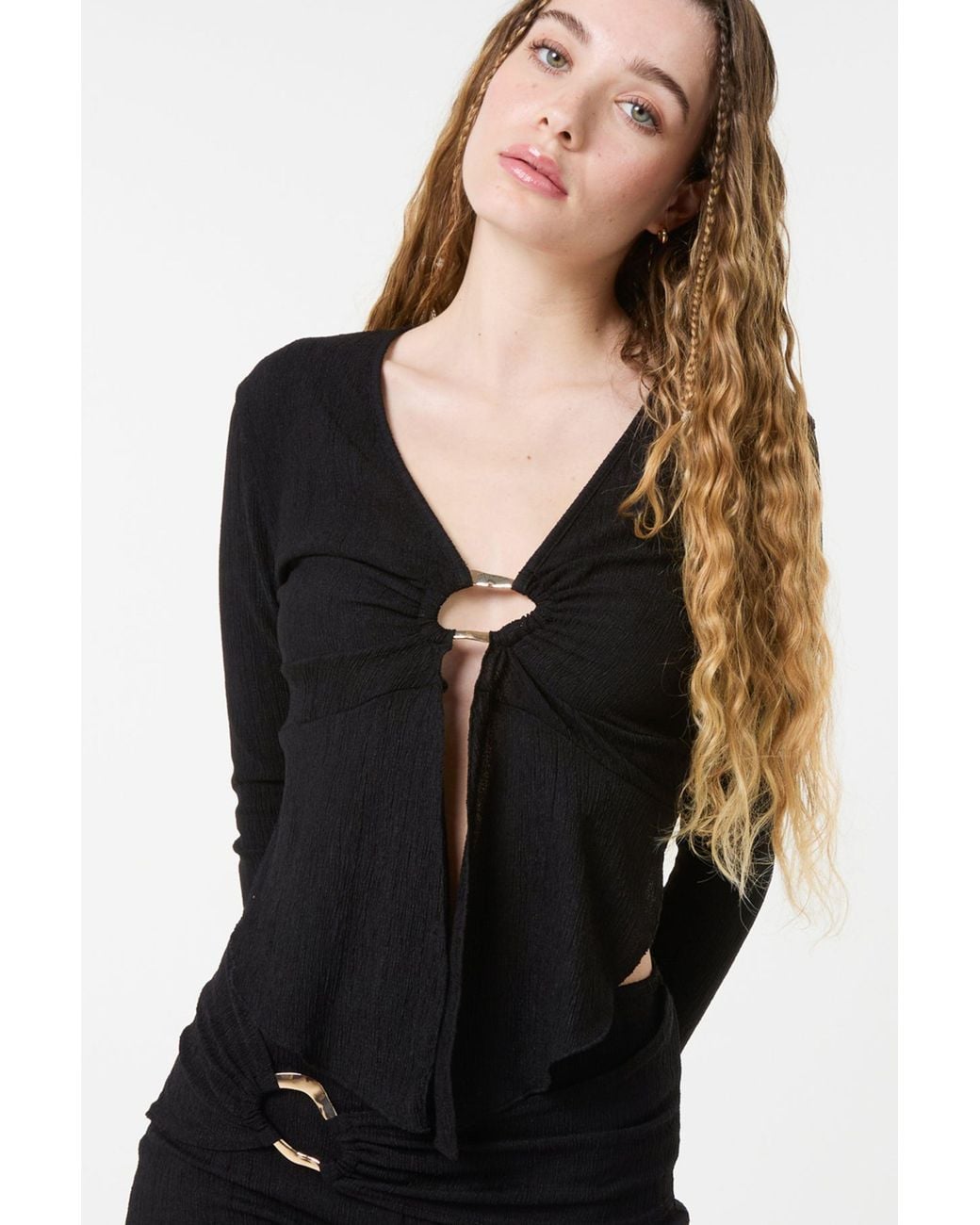 Pink Vanilla Black Textured Ring Top
