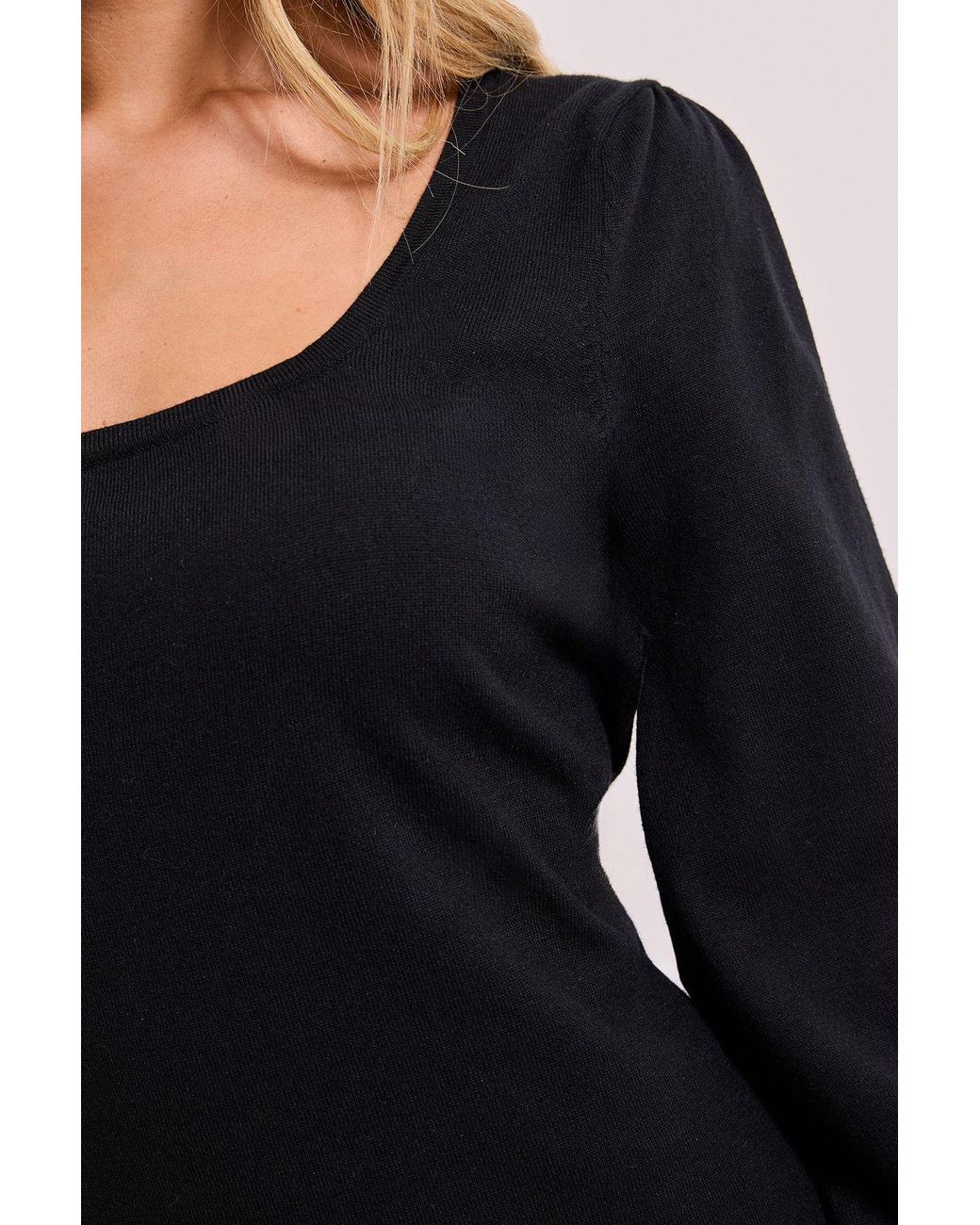 Dorothy Perkins Black Square Neck Balloon Sleeve Dress