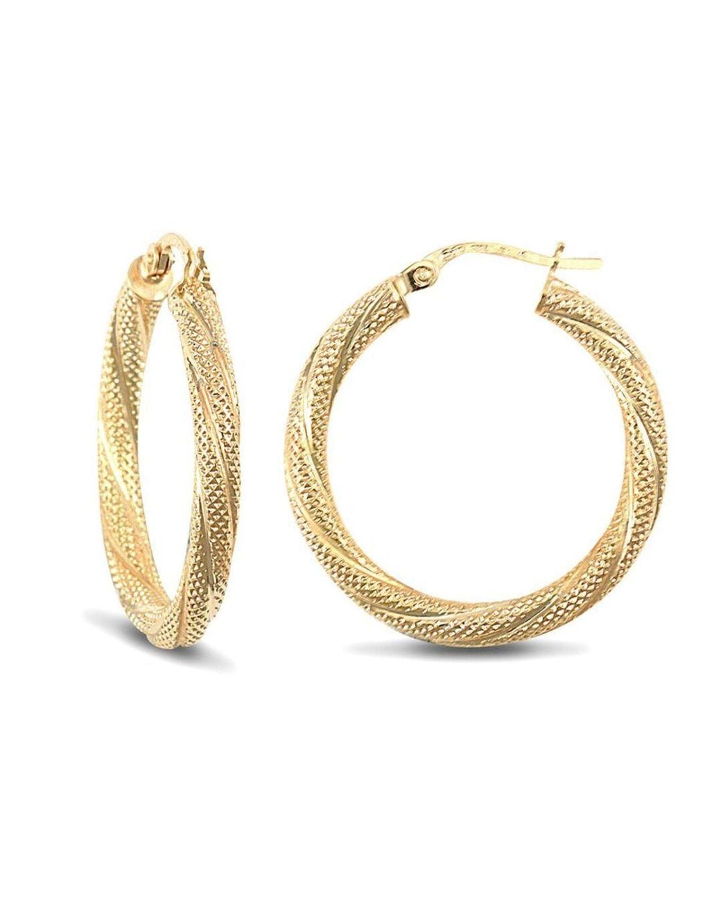 Jewelco London Metallic 9Ct Snake Skin Twisted 3Mm Hoop Earrings 25Mm
