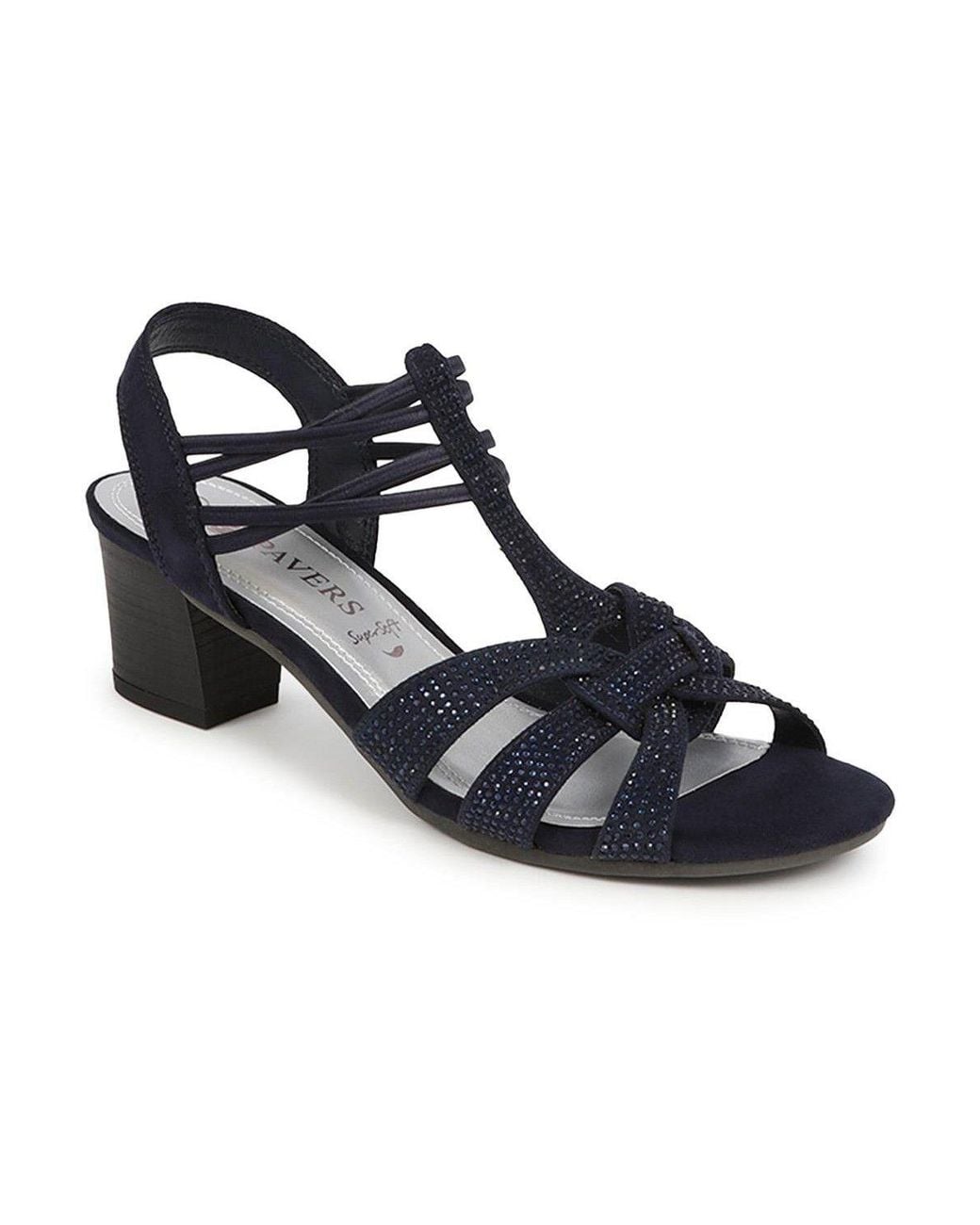 Pavers Blue Slip-On Block-Heeled Sandals
