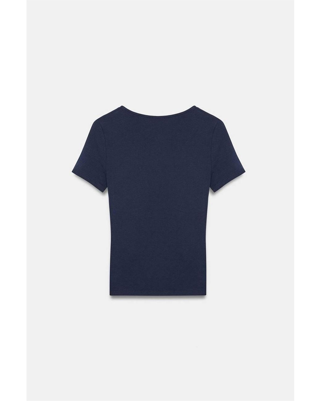 Dilvin Blue Fitted V-Neck Short-Sleeve T-Shirt