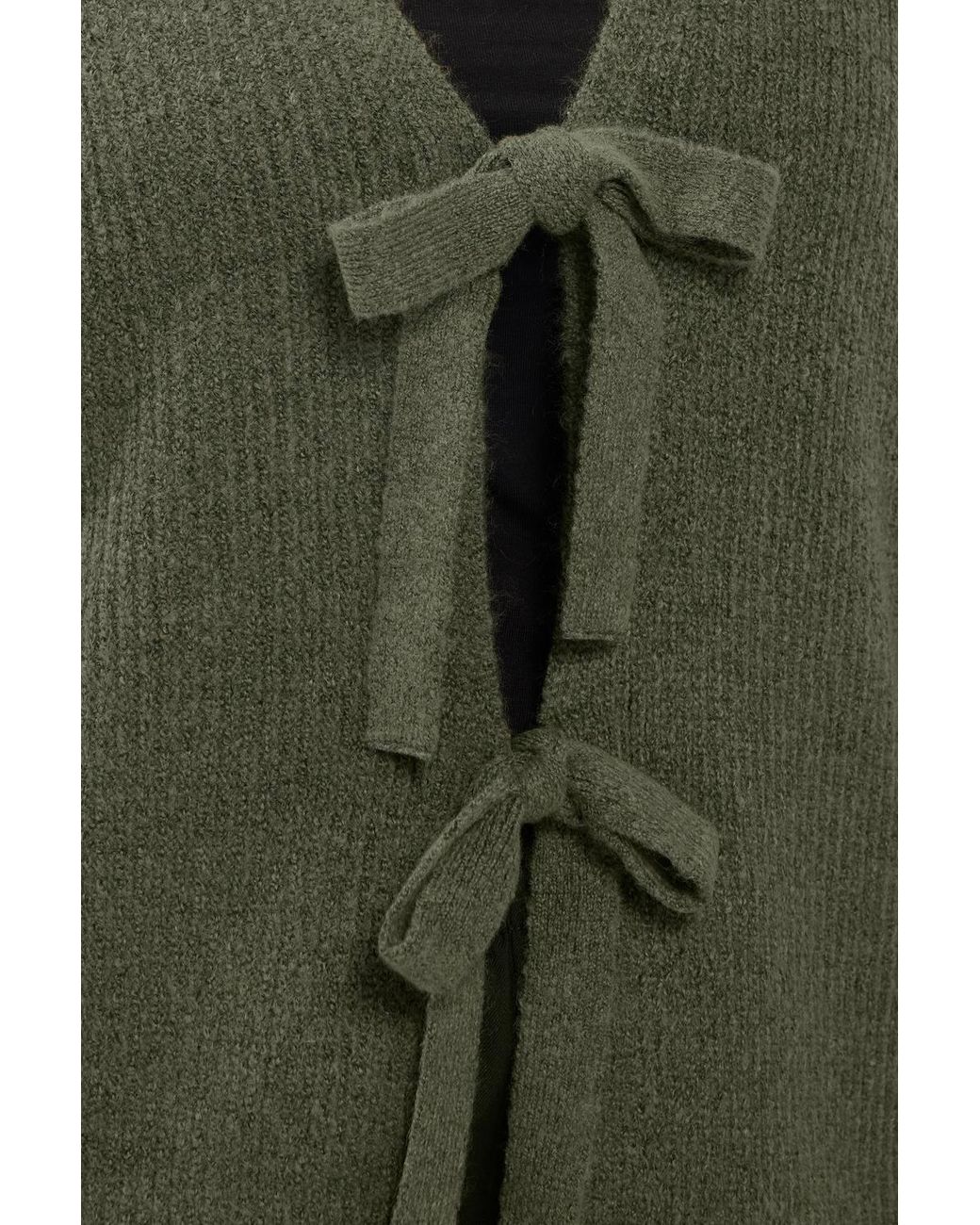 Yours Green Knitted Tie Front Cardigan