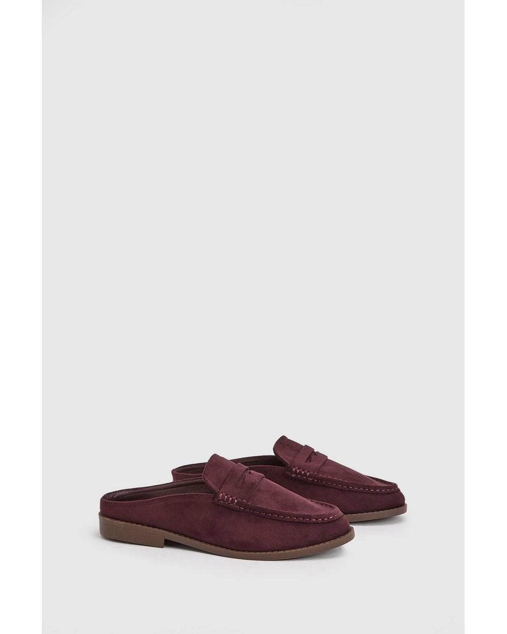 Oasis Purple Raeghan Faux Suede Loafer Style Footbed Flat Mules