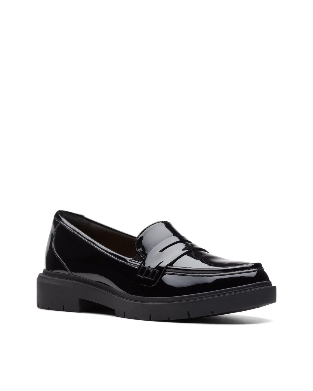 Clarks Black Westlynn Ayla Patent Loafers, Slip Ons
