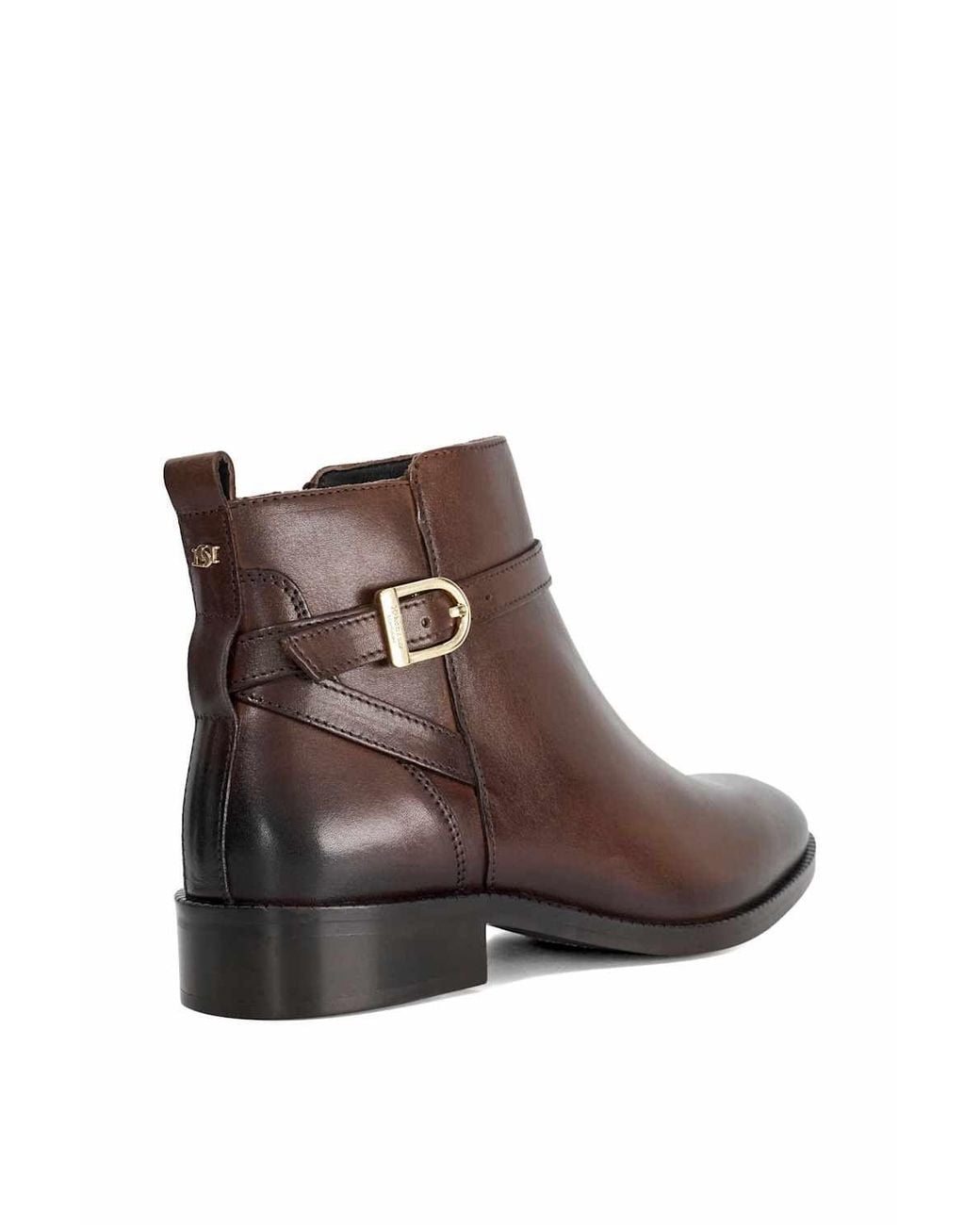 Dune Brown Wide Fit 'Pemma' Leather Ankle Boots