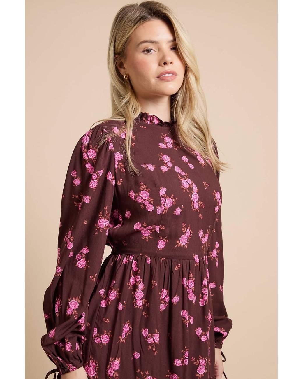 Dorothy Perkins Pink Ruffle Ruffle Neck Long Sleeve Mini Dress