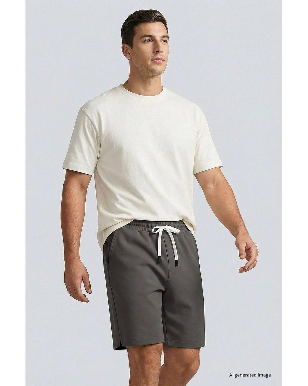 TOMMY LIFE Black Mid Waist Jersey Shorts for men