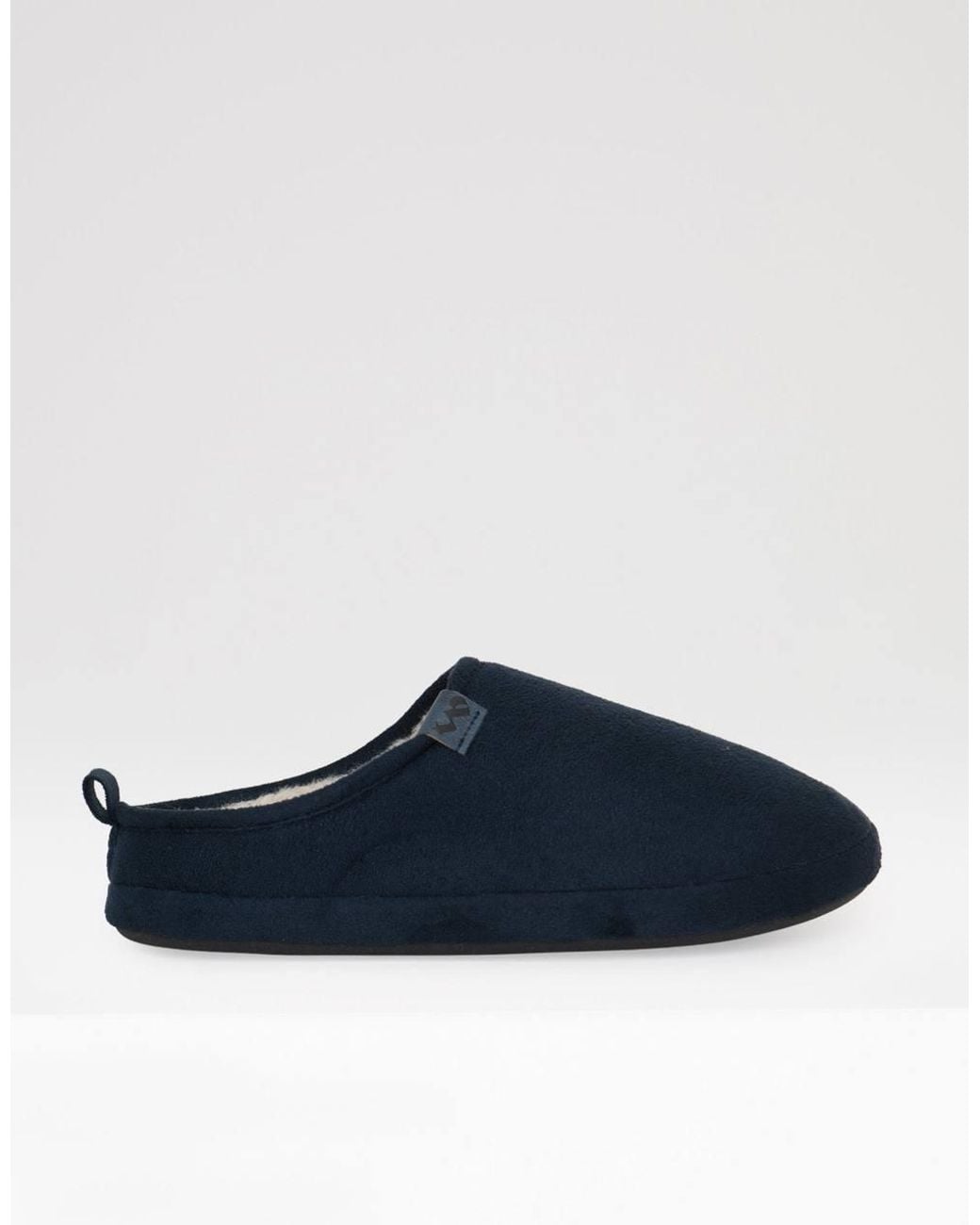 Threadbare Blue Faux Suede Faux Fur Lined Mule Slippers for men