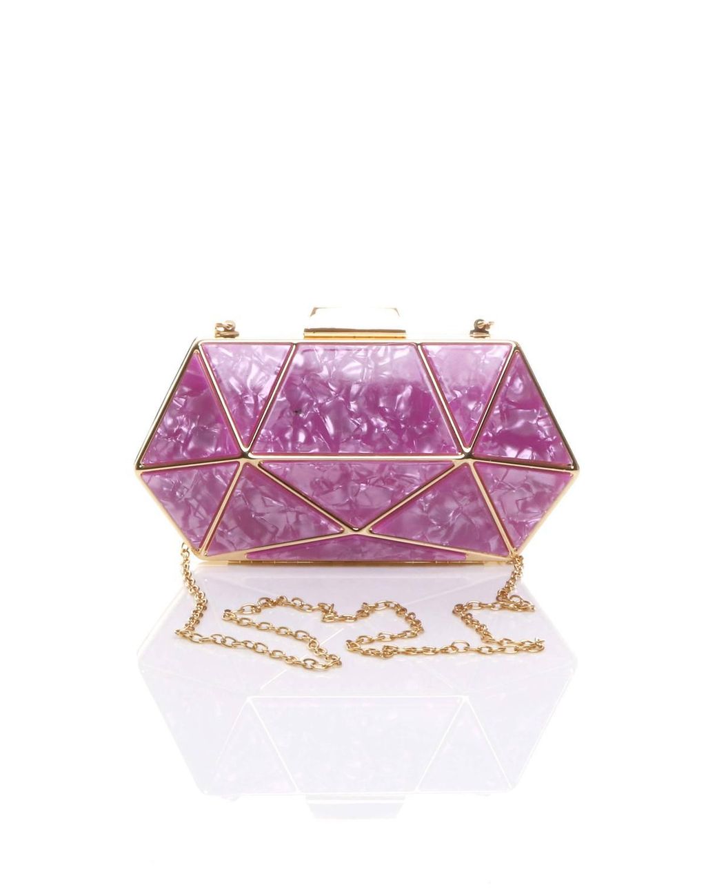 AJVANI Purple Geometric Art Deco Evening Clutch Bag