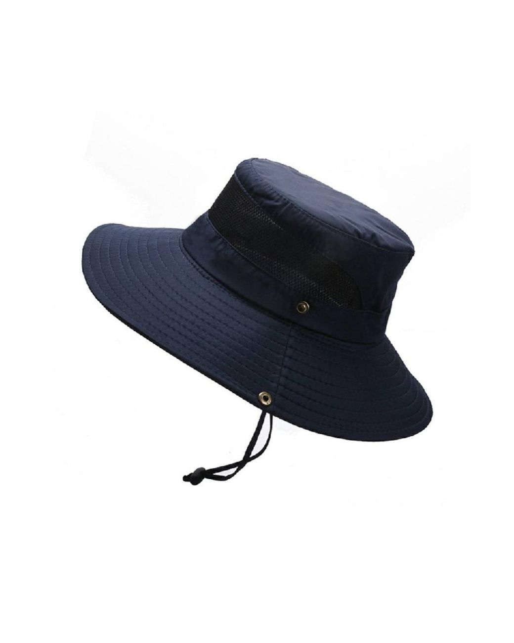 KDMD Black Wide Brim Foldable Boonie Safari Sun Hat With Chin Strap Uv