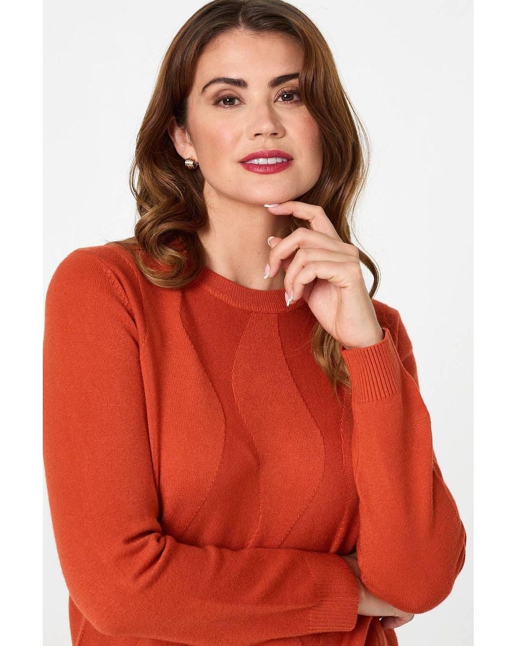 Izabel London Textured Long Sleeve Slim Knit Jumper
