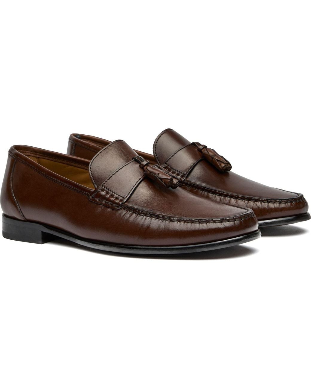 Sole Brown Twin Tassel Loafer Shoes for men