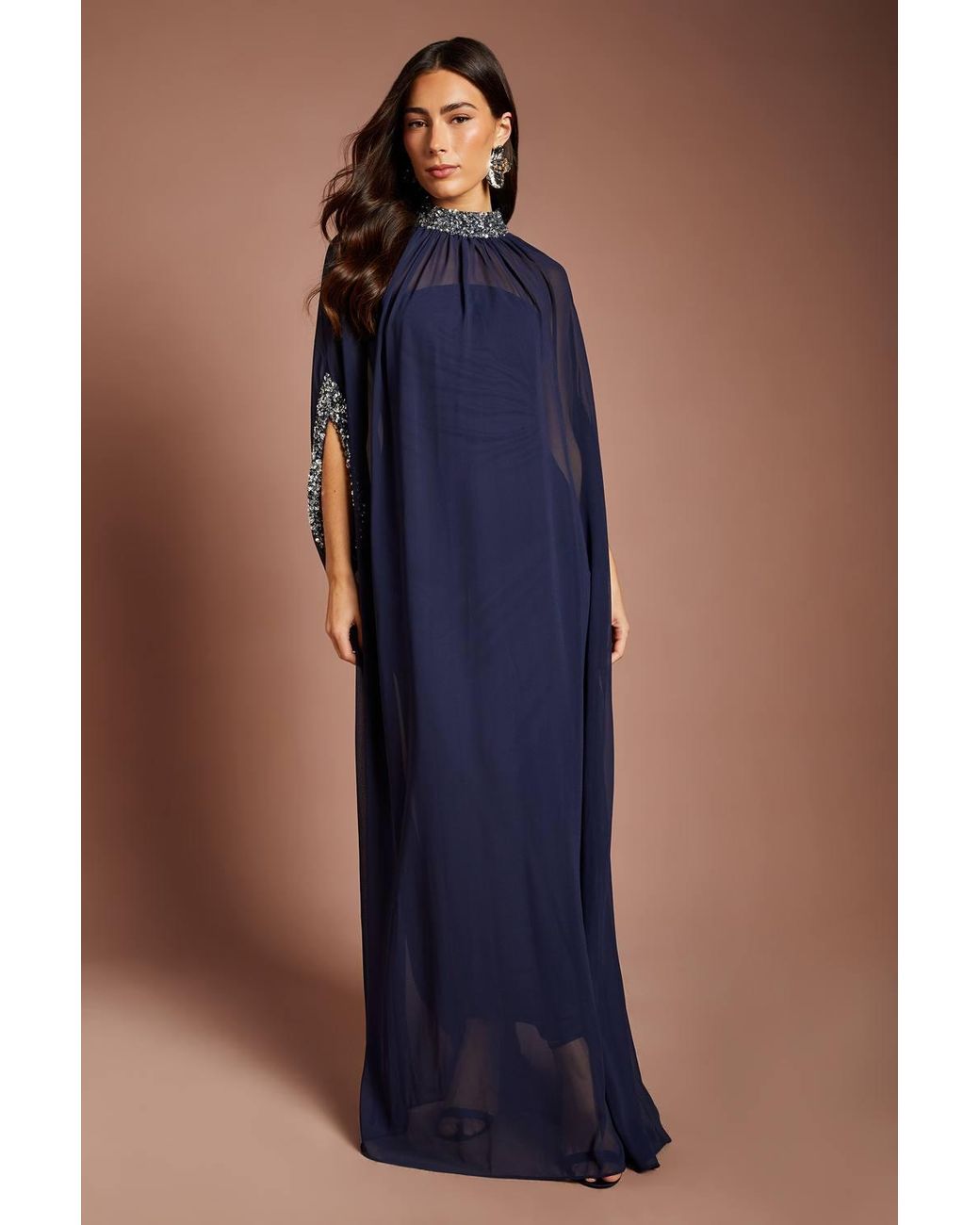 Coast Blue Muse Chiffon Cape Dress