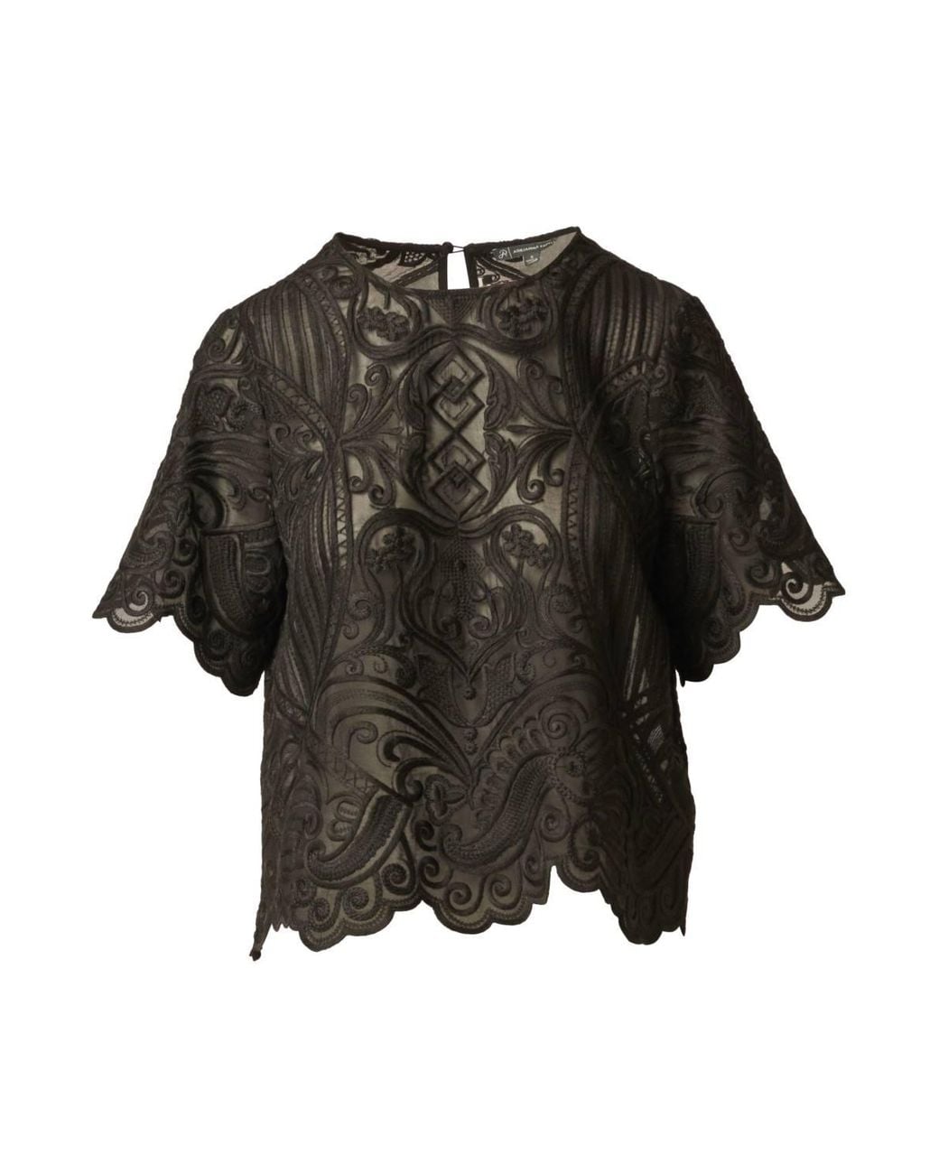 Adrianna Papell Black Embroidery Lace Top