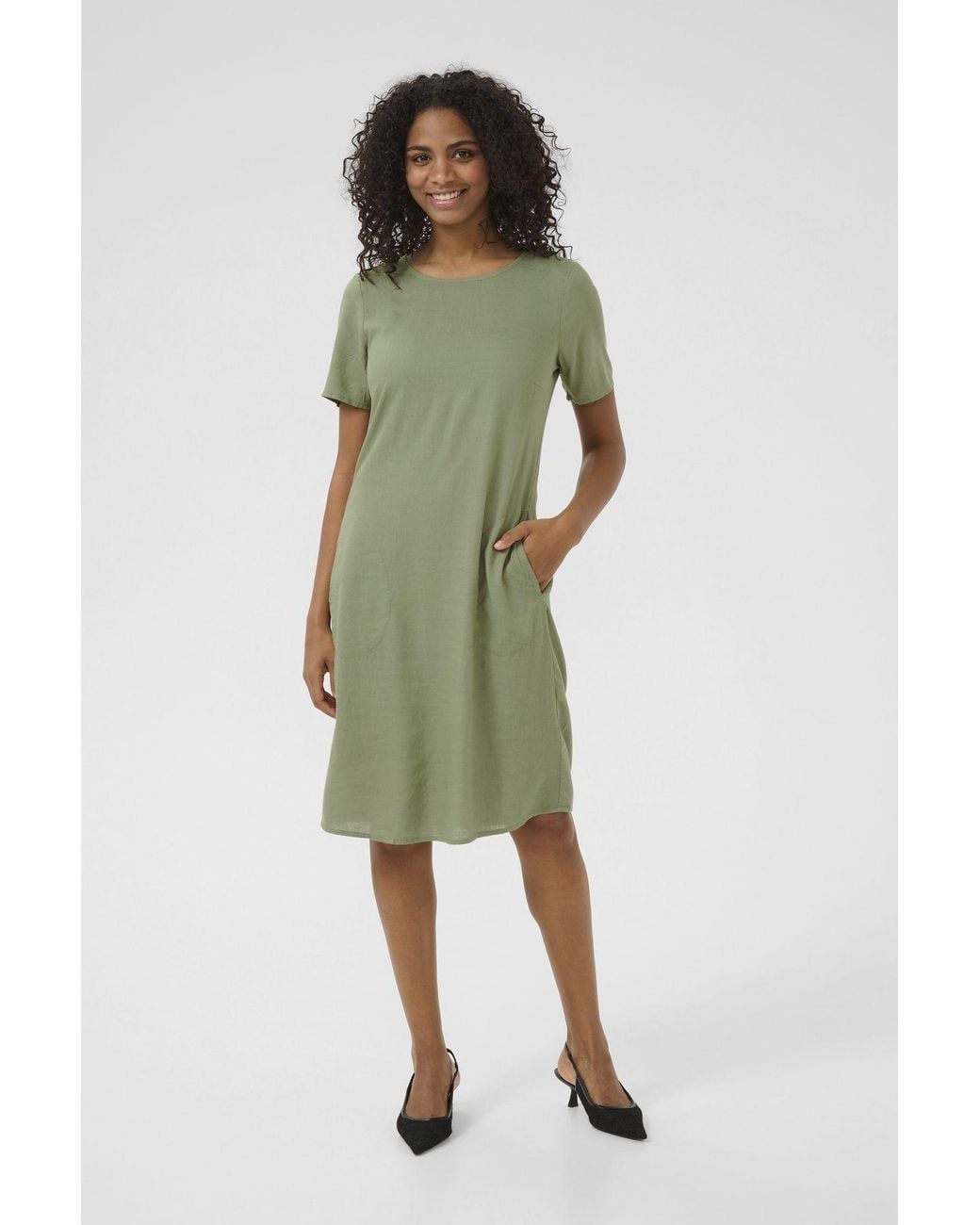 Kaffe Green Kamilia Short Sleeve Above Knee Dress