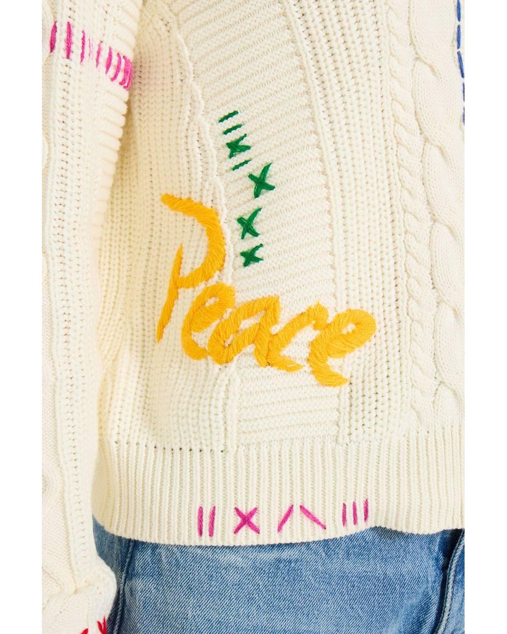 Joe Browns Natural Oversized Embroidered Cable Knit Cardigan