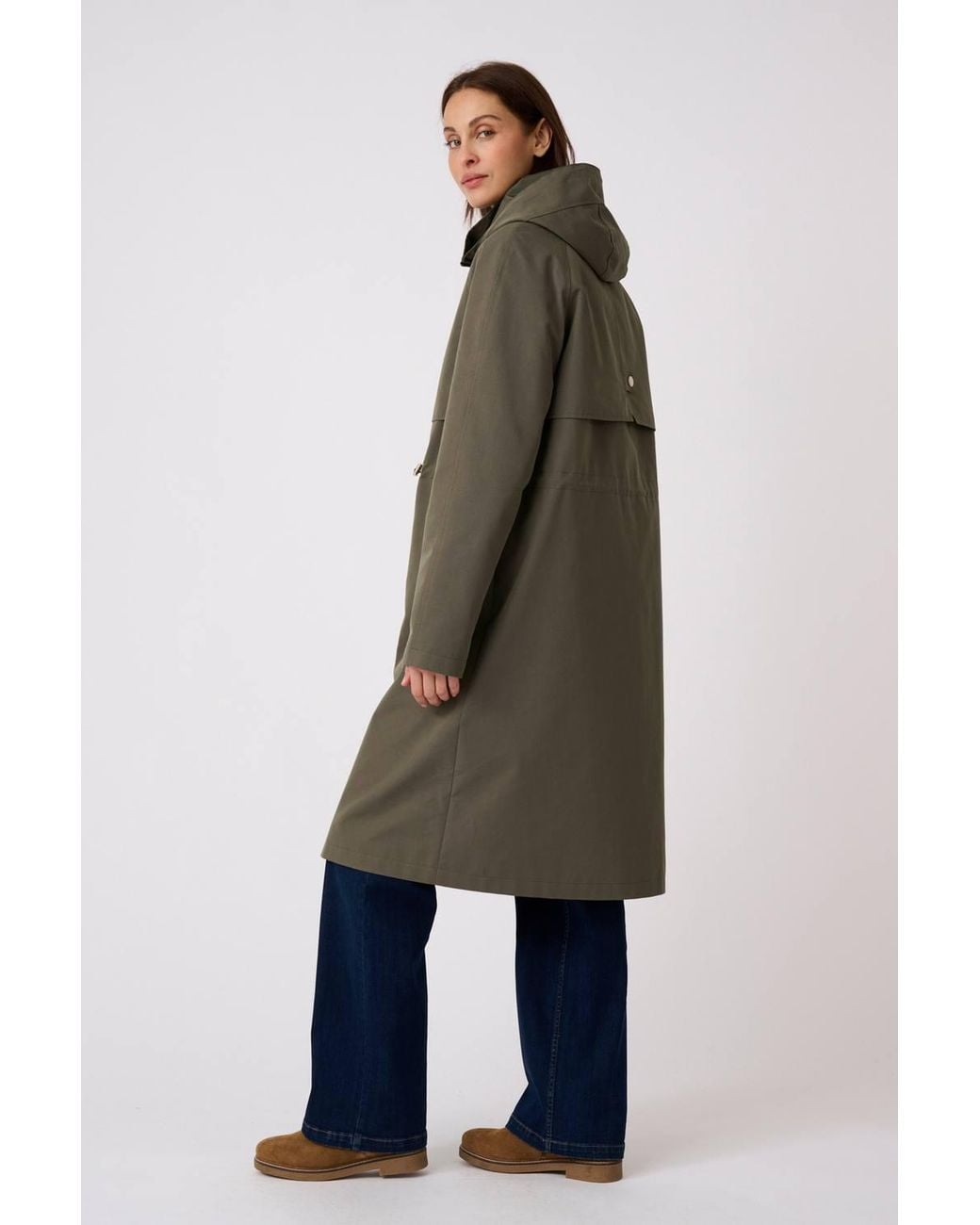 DAMART Blue Water-Repellent Coat With Hood & Stripe Lining