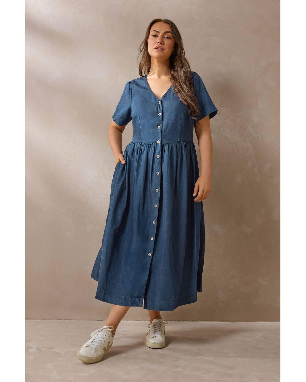 Evans Blue Cotton Denim Dress