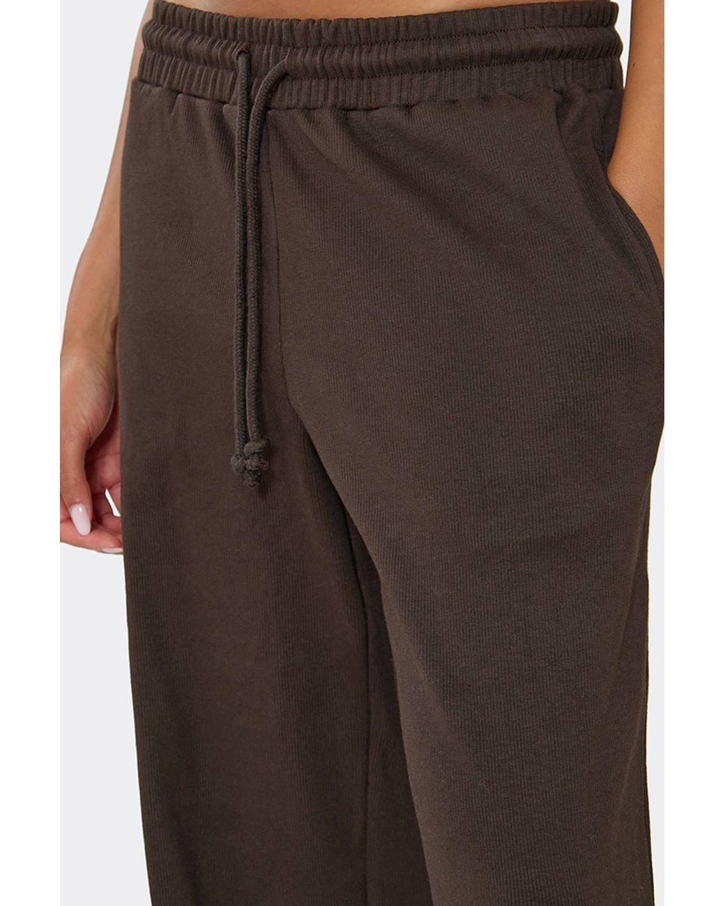 EGO Brown Straight Leg Ribbed Mid Rise Joggers