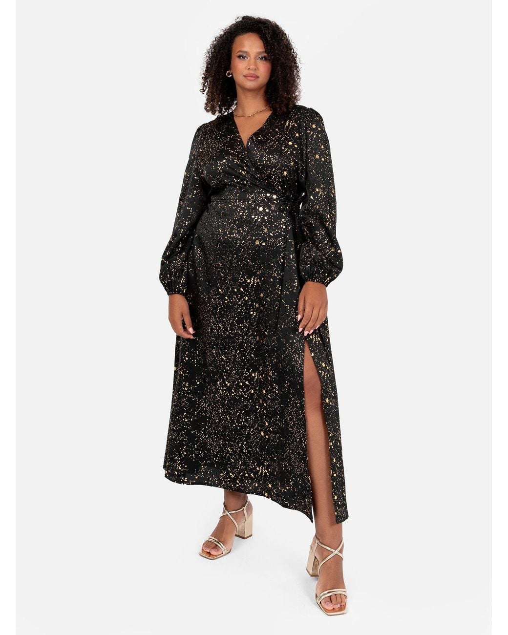 Lovedrobe Black Faux Wrap Midi Dress