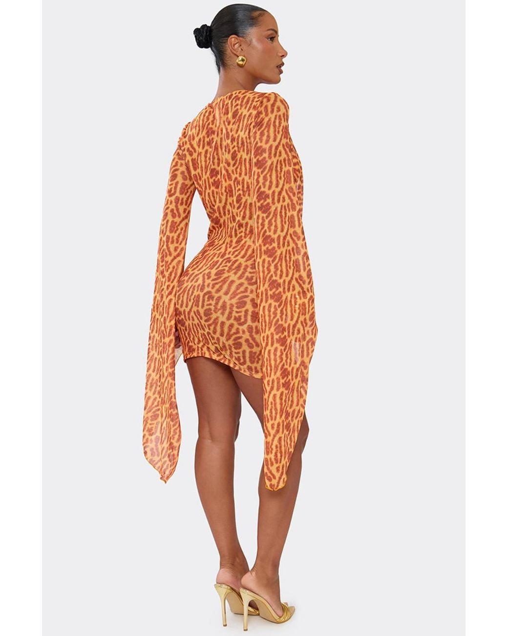 EGO Orange Leopard Print Mini Dress