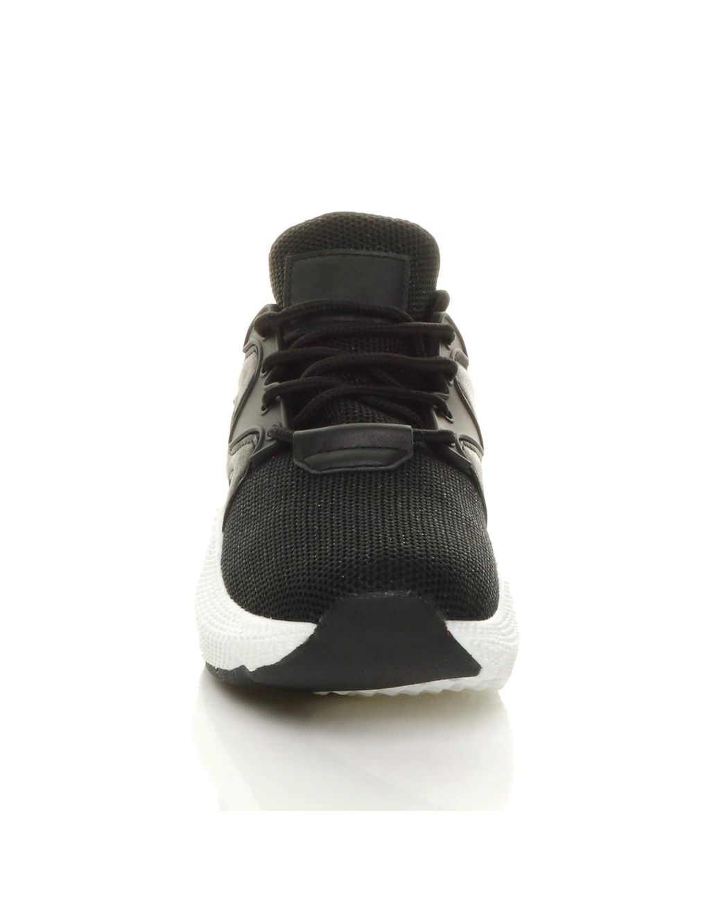 AJVANI Black Low Heel Lace Up Retro Chunky Trainers