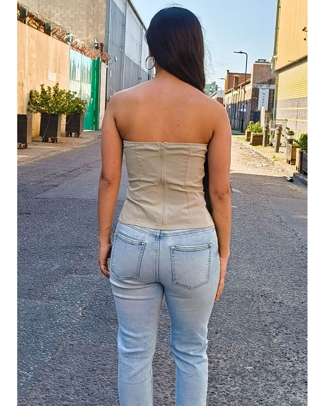 Gini London Gray Sage Tall Mono Bow Corset Top Sage