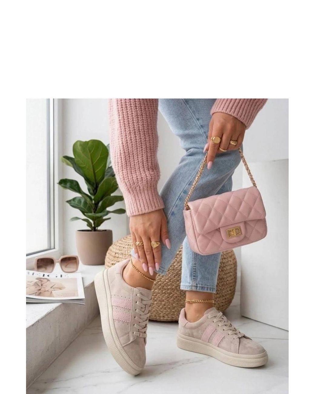 Love Lace Natural Real Suede Platform Chunky Trainers With Footbed