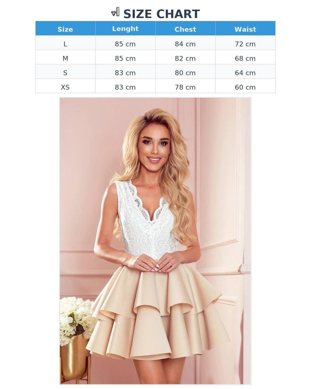 KDMD Pink Two Tone Lace Neck Evening Dress