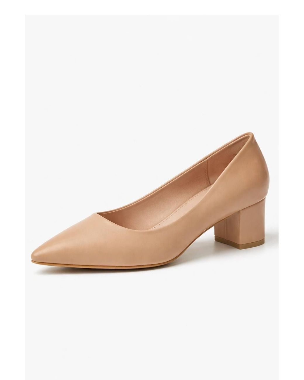Spot on Natural Classic Block Heel Court Shoes