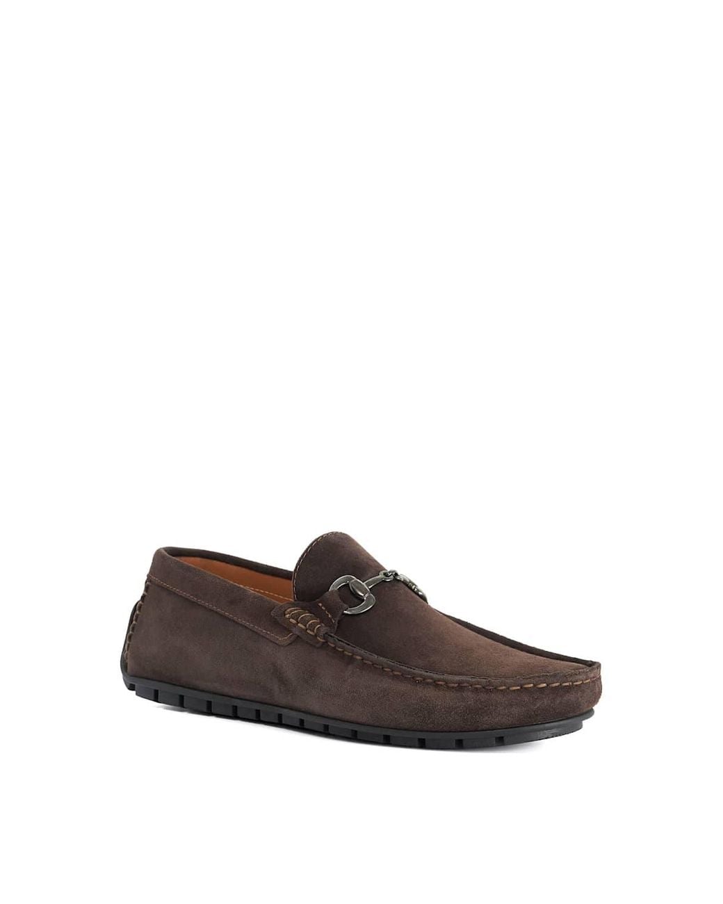Dune Brown Wide Fit 'Brackon' Suede Slip-On Shoes for men