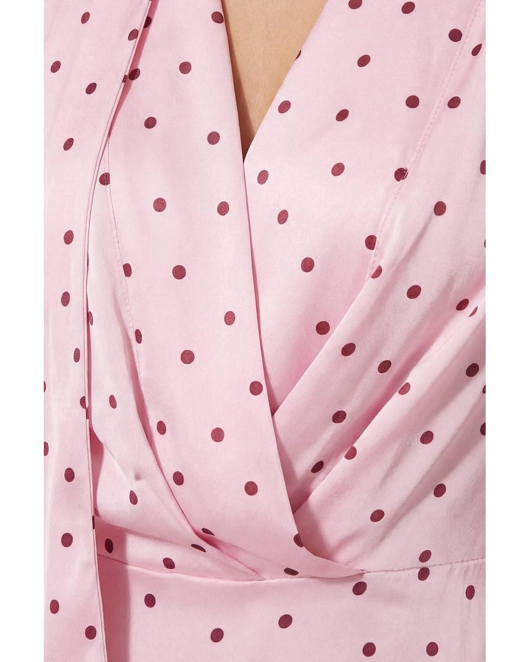 MissPap Pink Premium Spot Print Tie Neck Mini Dress
