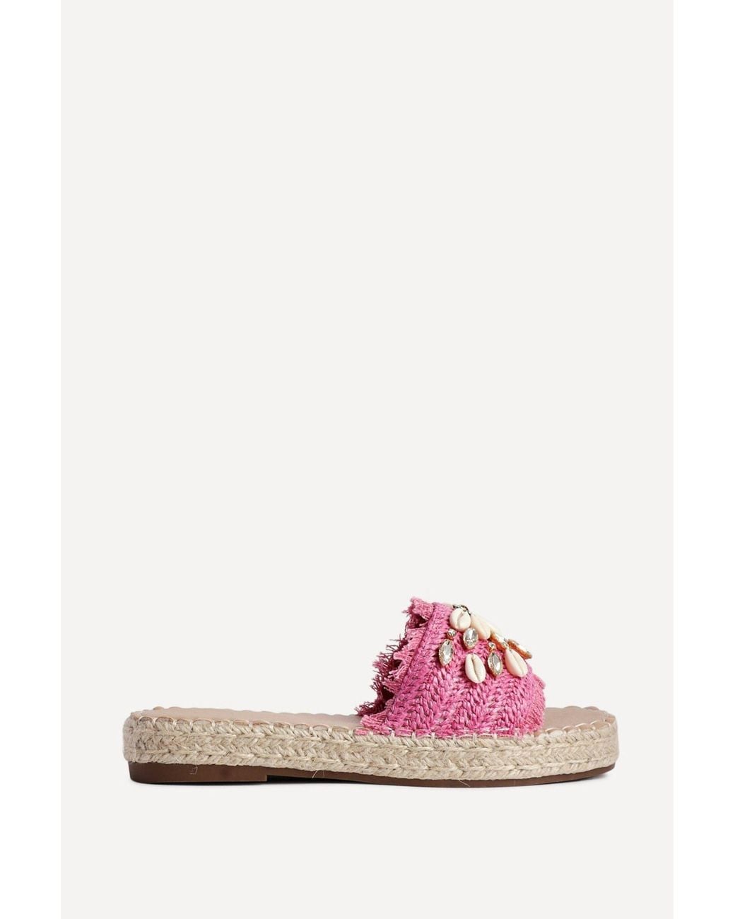 Linzi Pink Seaside Raffia Embellished Sliders