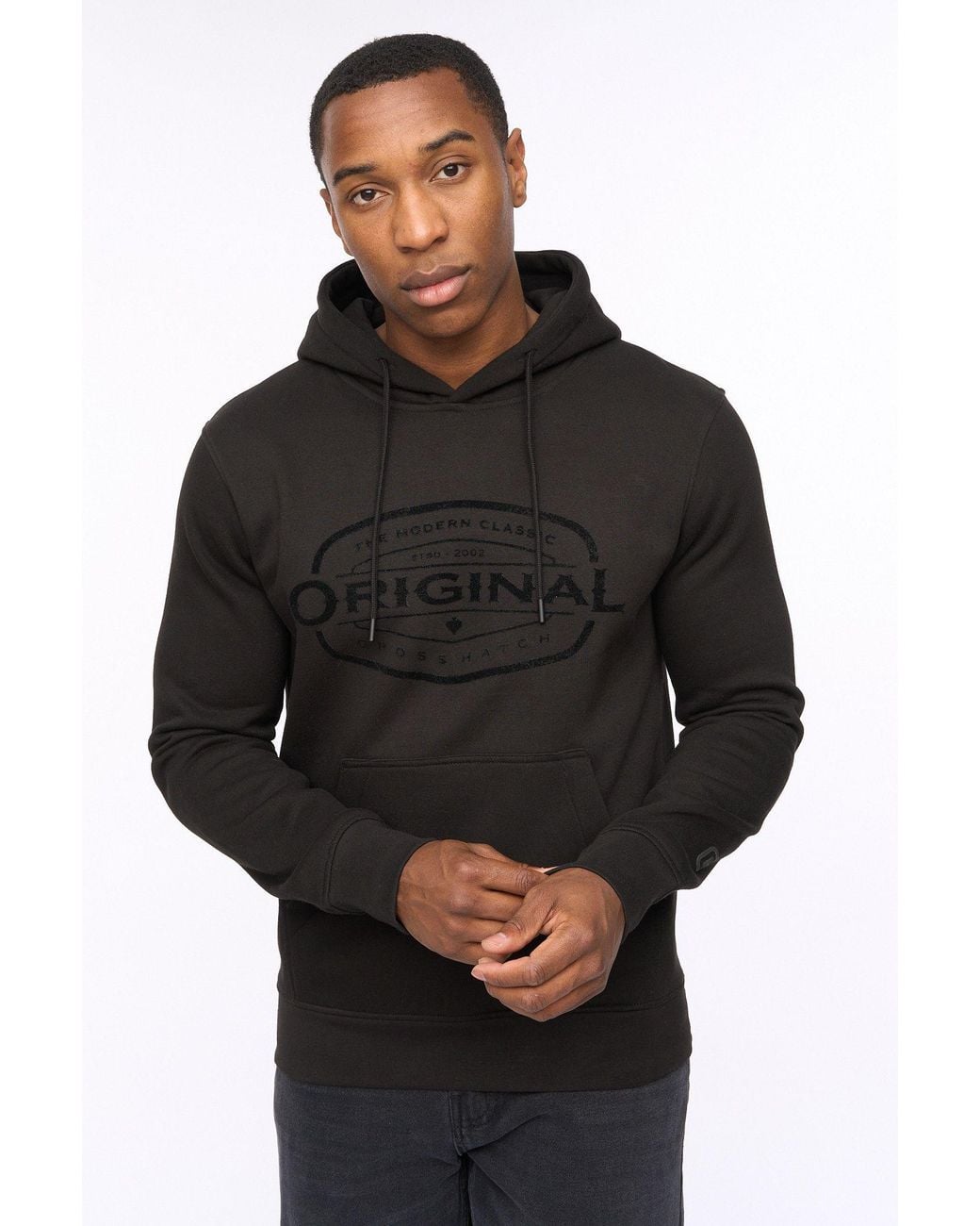 Crosshatch Black Traptons Graphic Hoodie for men