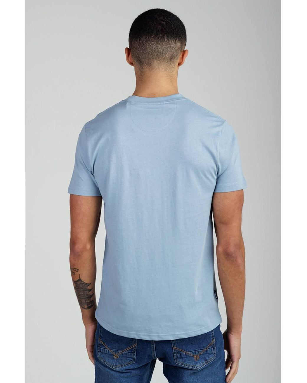 Firetrap Blue Regular Fit Cotton Graphic Crew T-Shirt for men