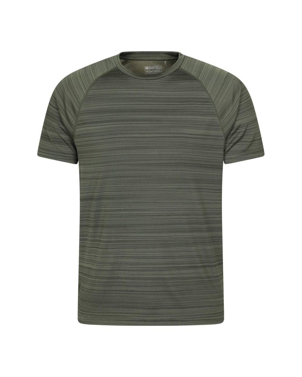 Mountain Warehouse Green 'Endurance' Striped Short Sleeve Tee Lightweight Quick Dry T-Shirt for men