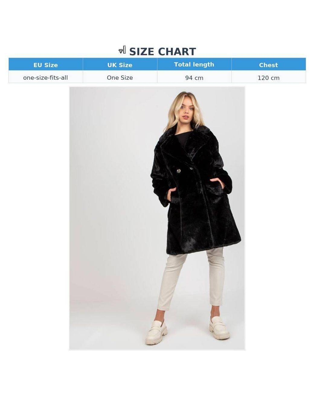 Love Lace Black Lined Faux Fur Coat With Pockets