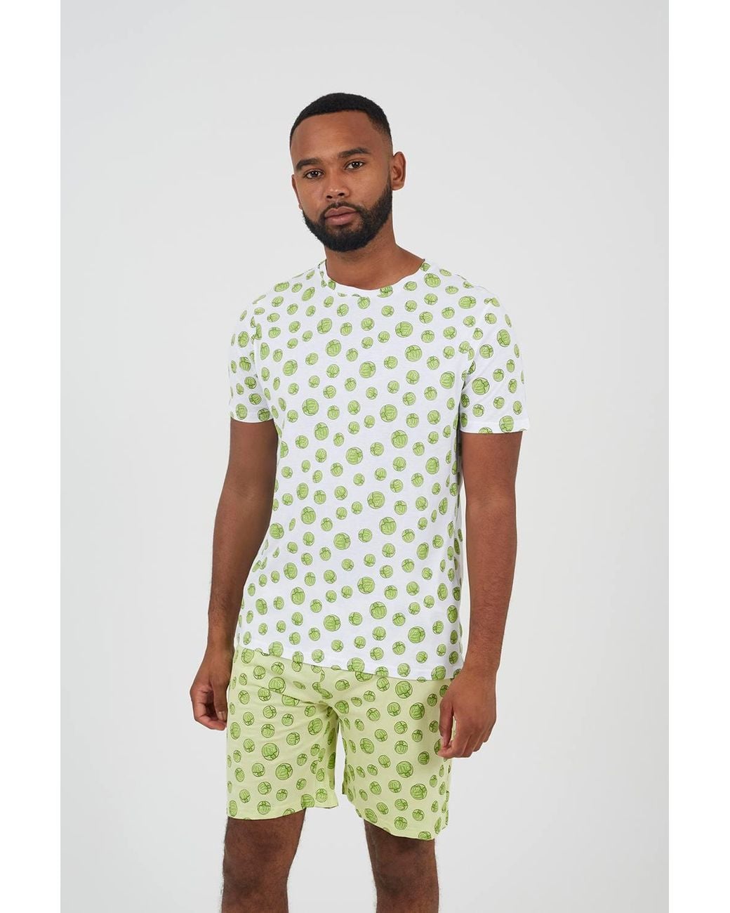 Brave Soul Brown Festive Sprout Print Pyjama Set for men