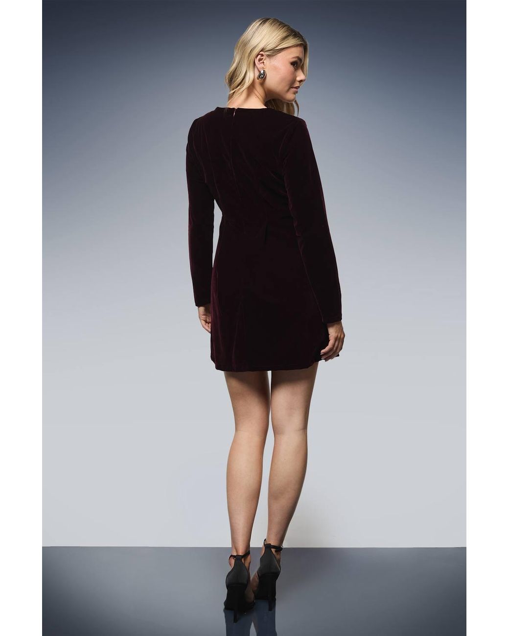 Dorothy Perkins Black Velvet Embellished Neckline Structured Mini Dress