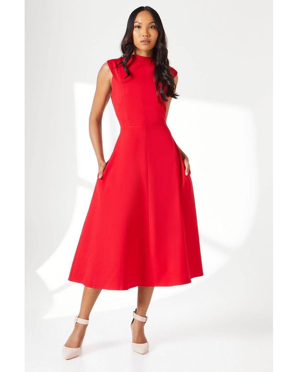 PRINCIPLES Structured Fit & Flare Midi Dress