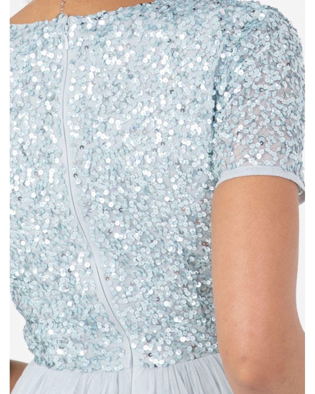 Maya Deluxe White Short Sleeve V Neck Embellished Maxi Dress