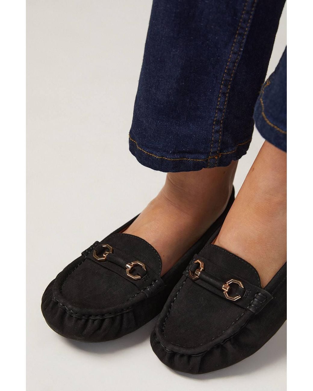 Good for the Sole Blue Wide Fit Mindie Faux Suede Snaffle Detail Moccasin Comfort Loafers