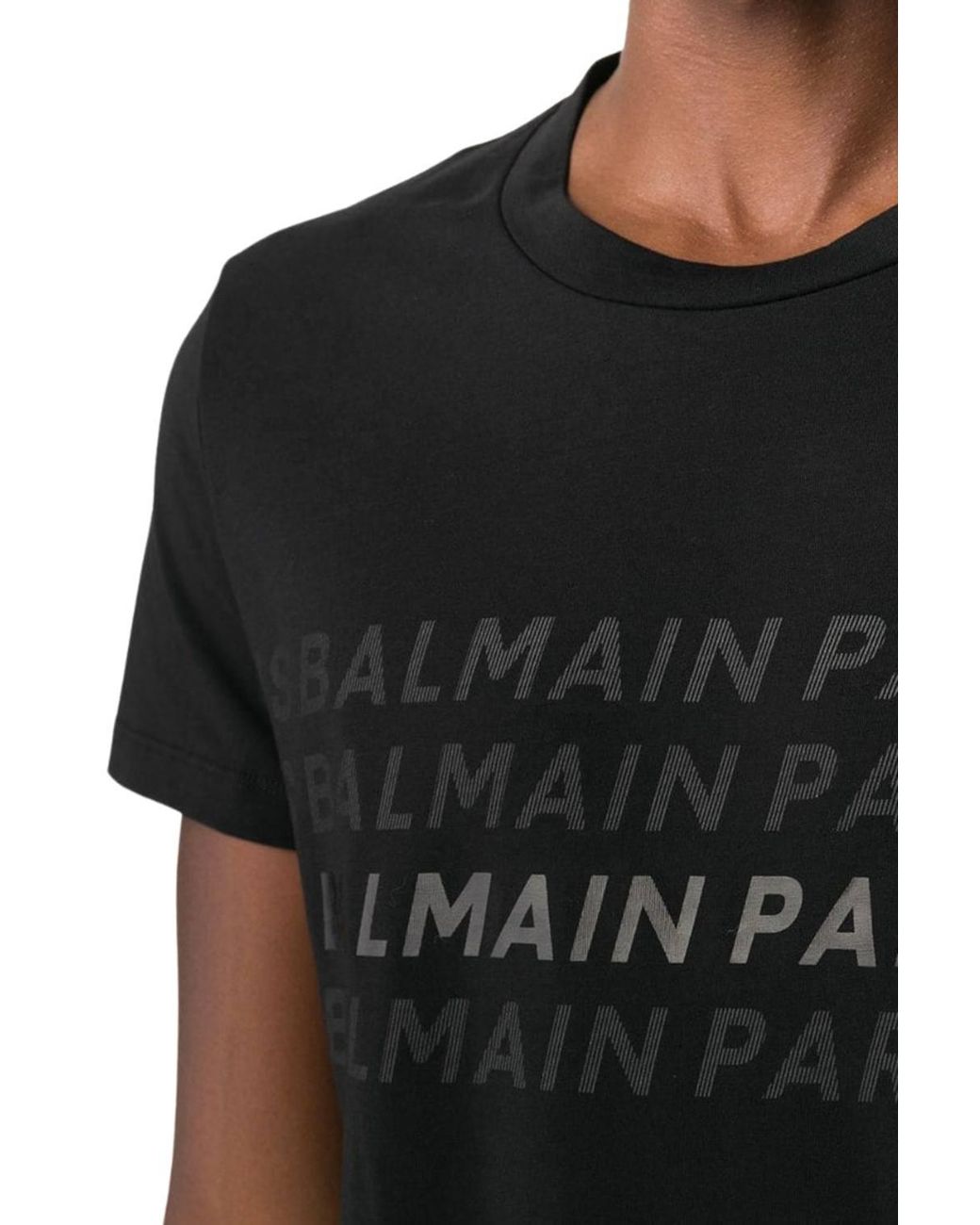 Balmain Black Paris Short Sleeve Crew T-Shirt for men