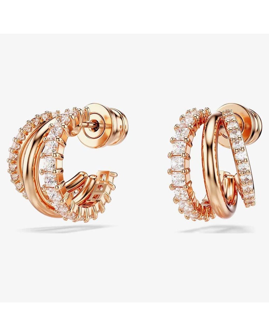 Swarovski Metallic Hyperbola Rose Tone Plated Mini Half Hoop Earrings 5698702