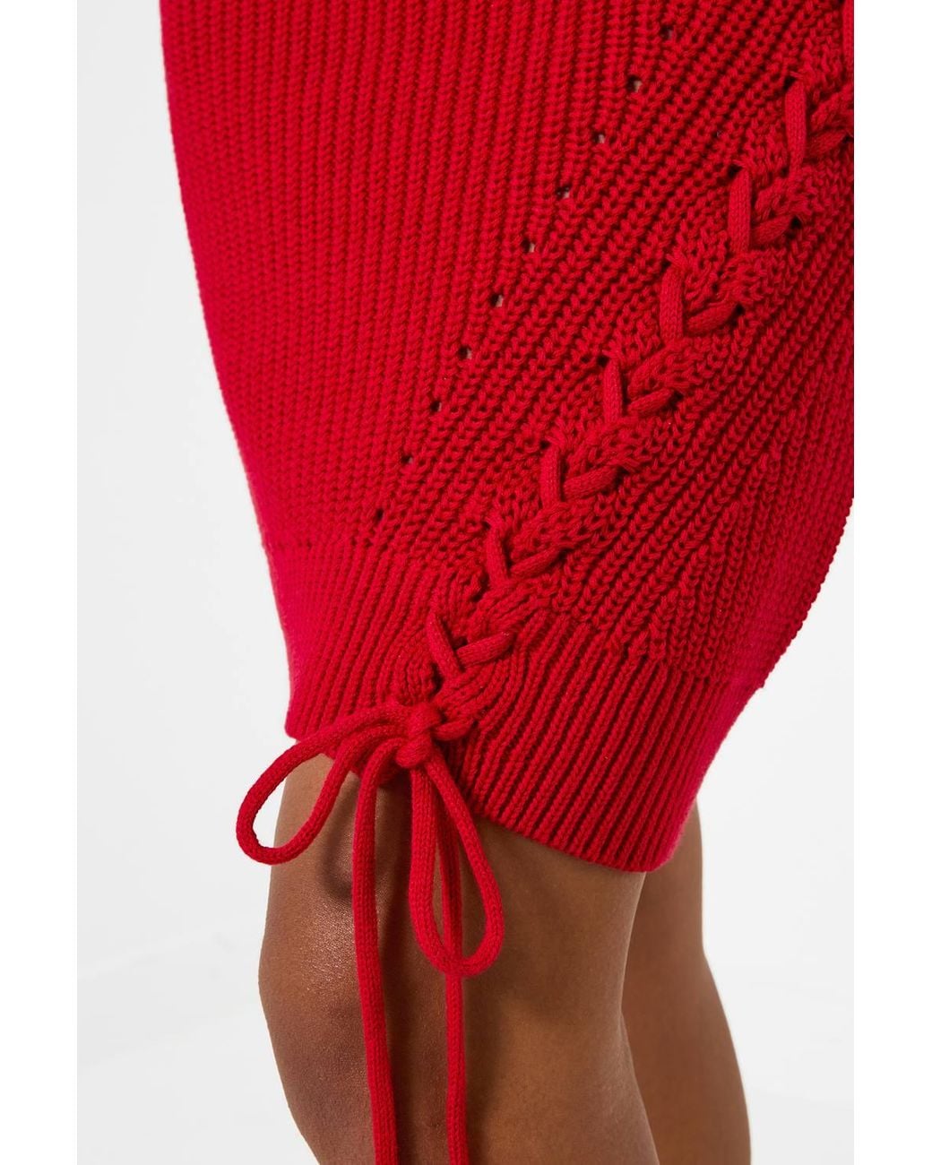 Joe Browns Red Roxy Lace Side Knitted Jumper Dress