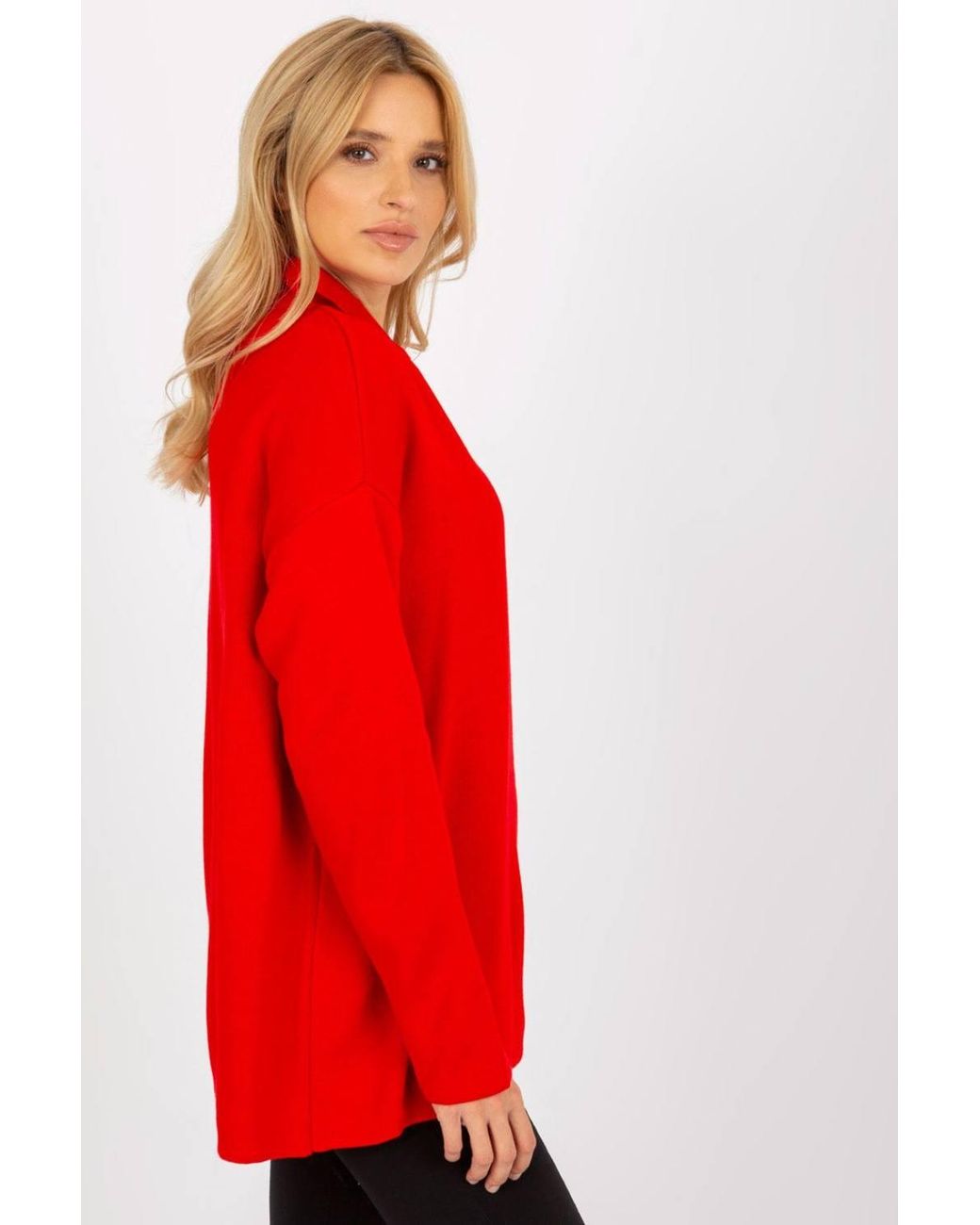 Love Lace Red Heart Neck Loose Fit Long Sleeve Sweater Style 175727