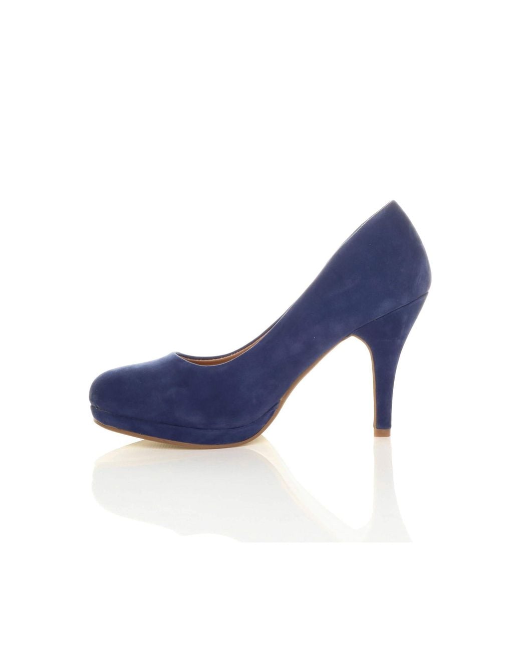 AJVANI Blue Mid High Heel Court Shoes